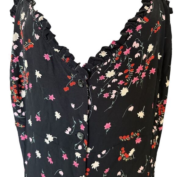 ASOS Floral Boho Cami Frilly Casual Relaxed Romantic Midi Sundress - Picture 3 of 6